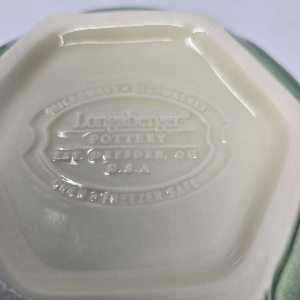 Longaberger Pottery Mixing Bowl American Craft Ivy Green Ivory 8" USA 30509 - Picture 3 of 12